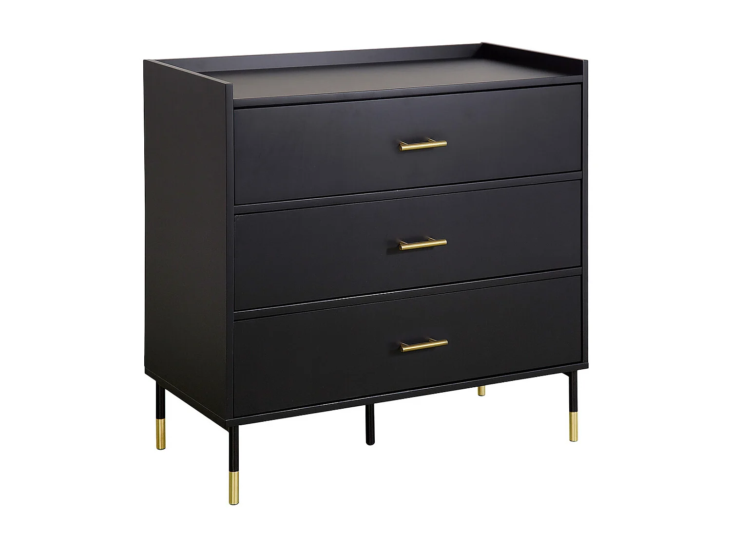 Commode 3 Tiroirs Design "Tedy" 80cm Noir