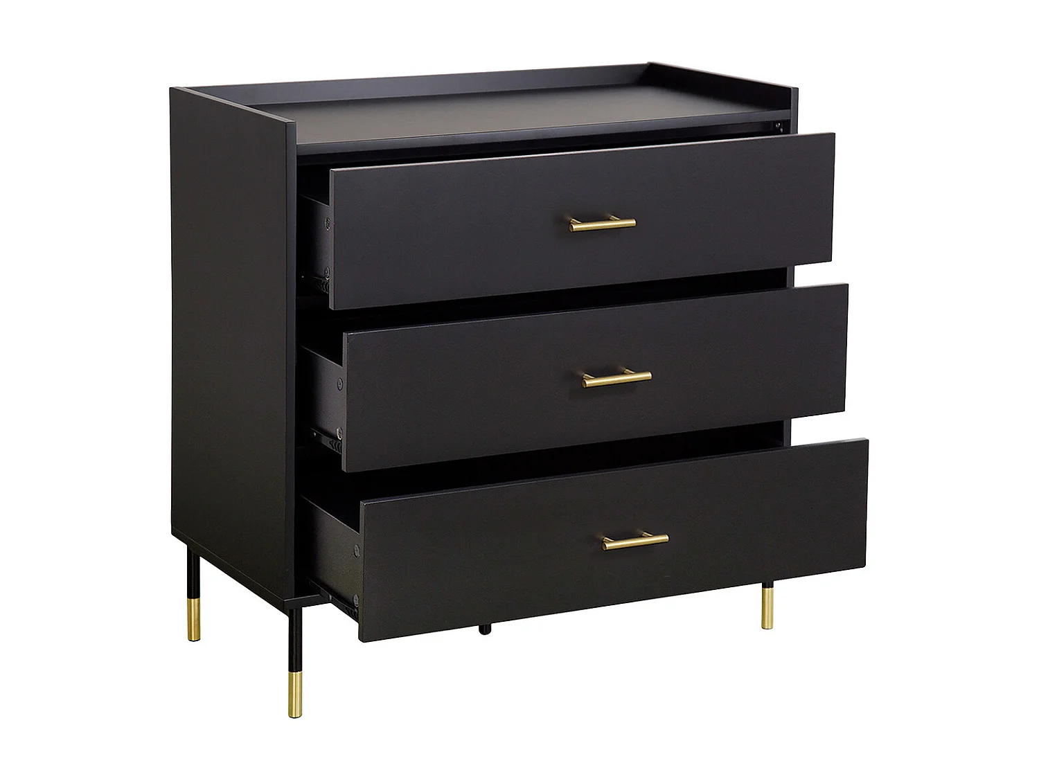 Commode 3 Tiroirs Design "Tedy" 80cm Noir