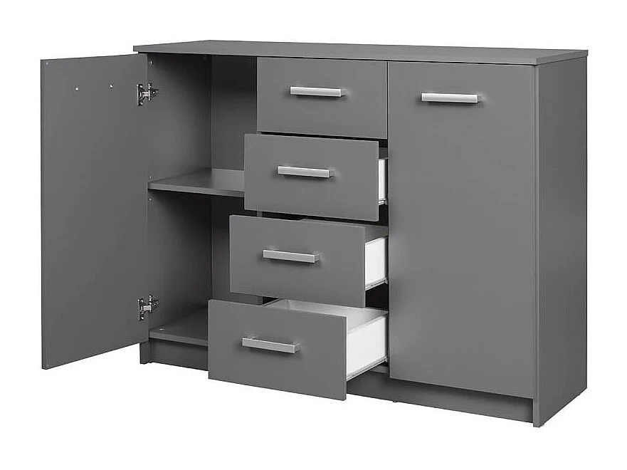 Commode 4 Tiroirs & 1 Porte Design "Azio" 119cm Gris
