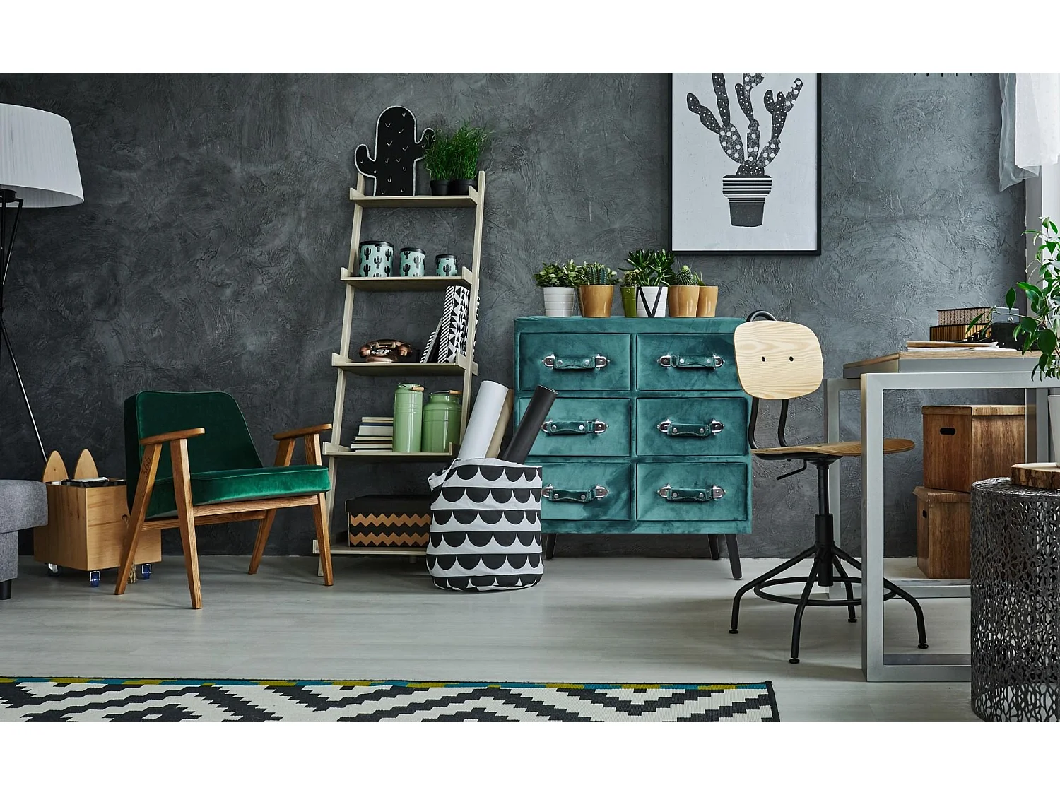 Commode 6 tiroirs Bardo Velours Vert