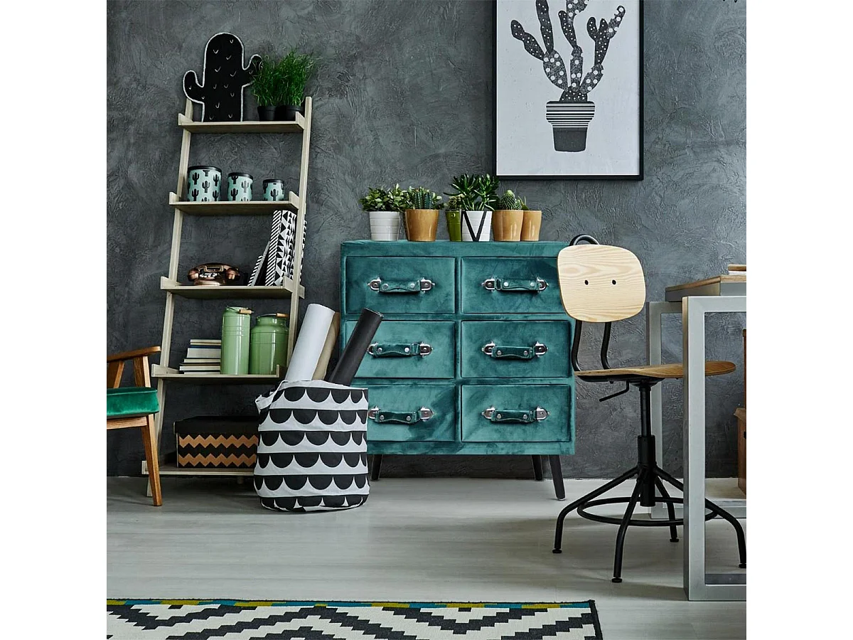 Commode 6 tiroirs Bardo Velours Vert