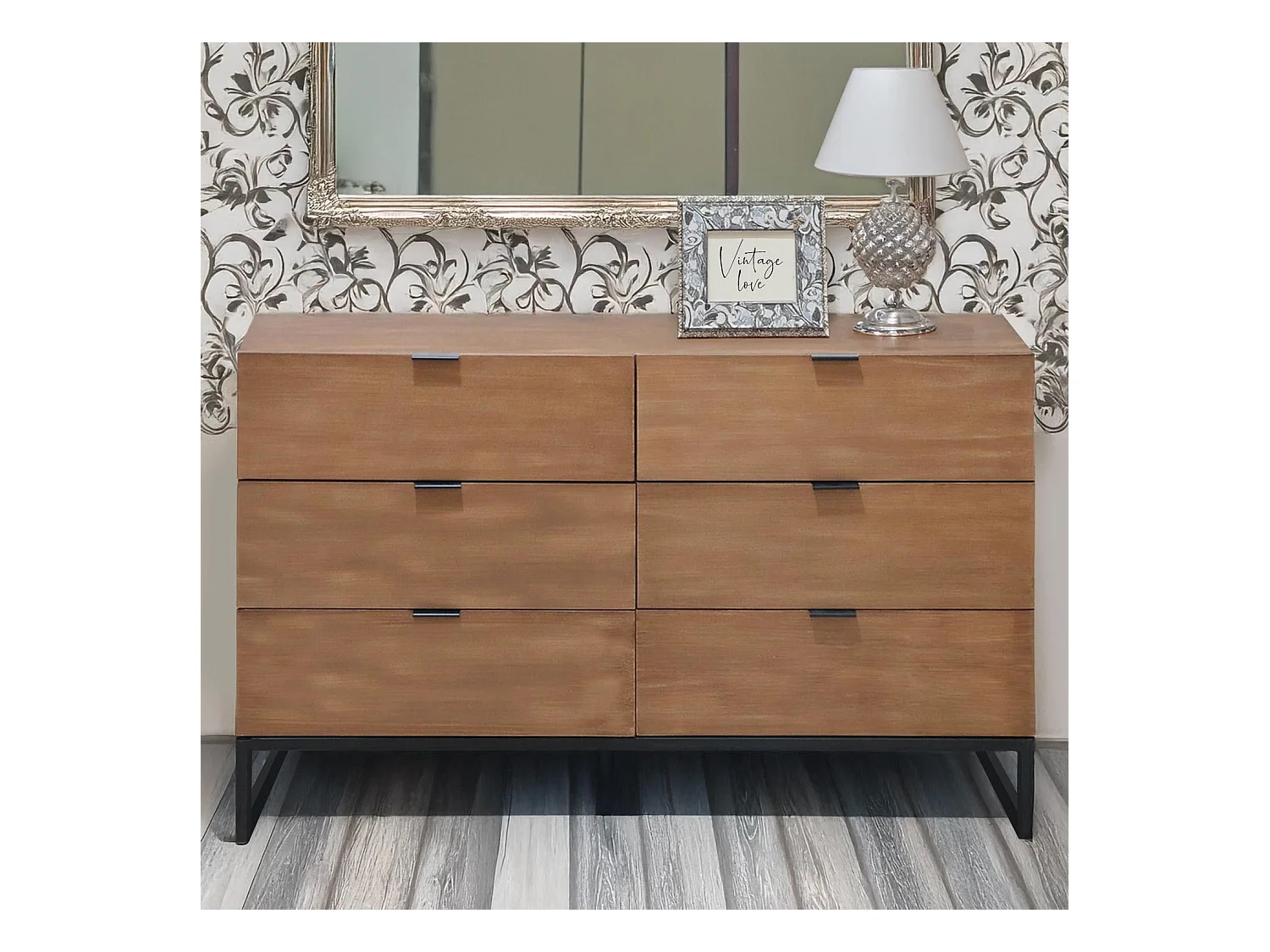 Commode 6 Tiroirs "Bolta" 120cm Chêne Clair