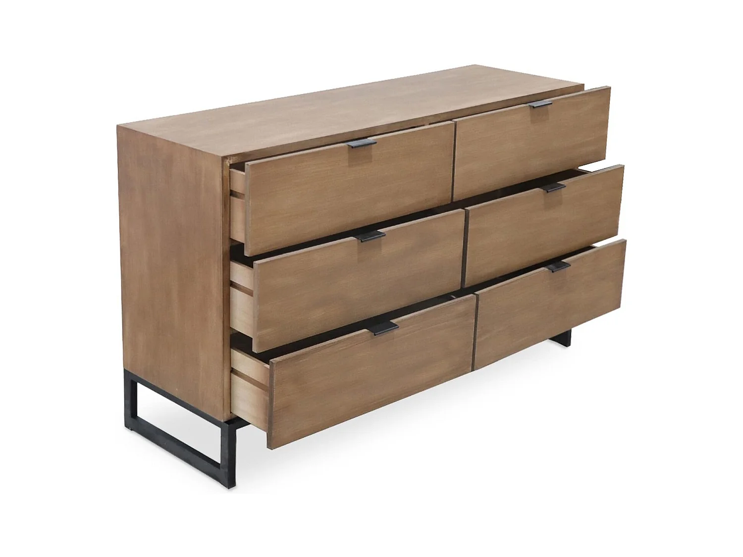 Commode 6 Tiroirs "Bolta" 120cm Chêne Clair