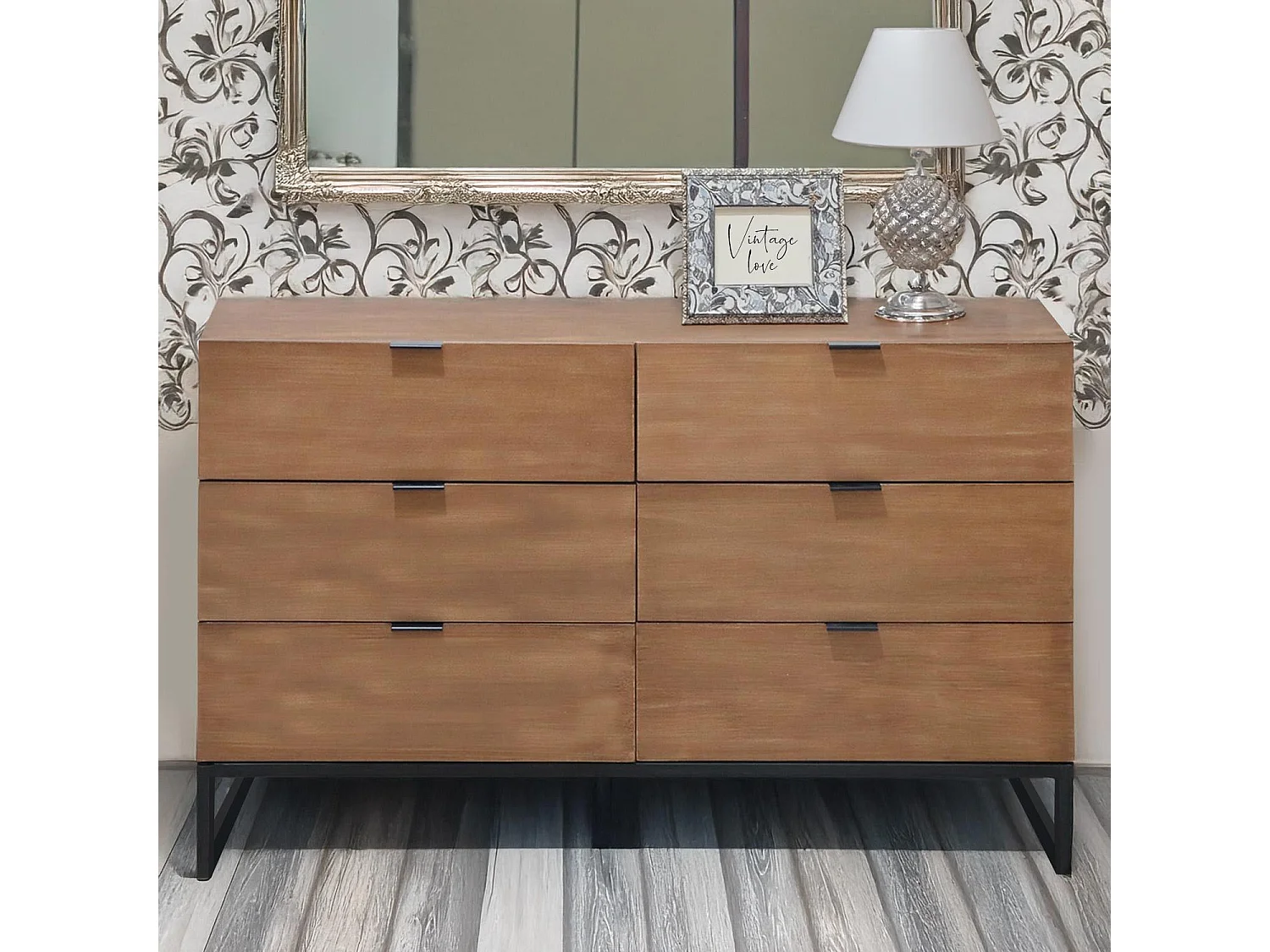 Commode 6 Tiroirs "Bolta" 120cm Chêne Clair