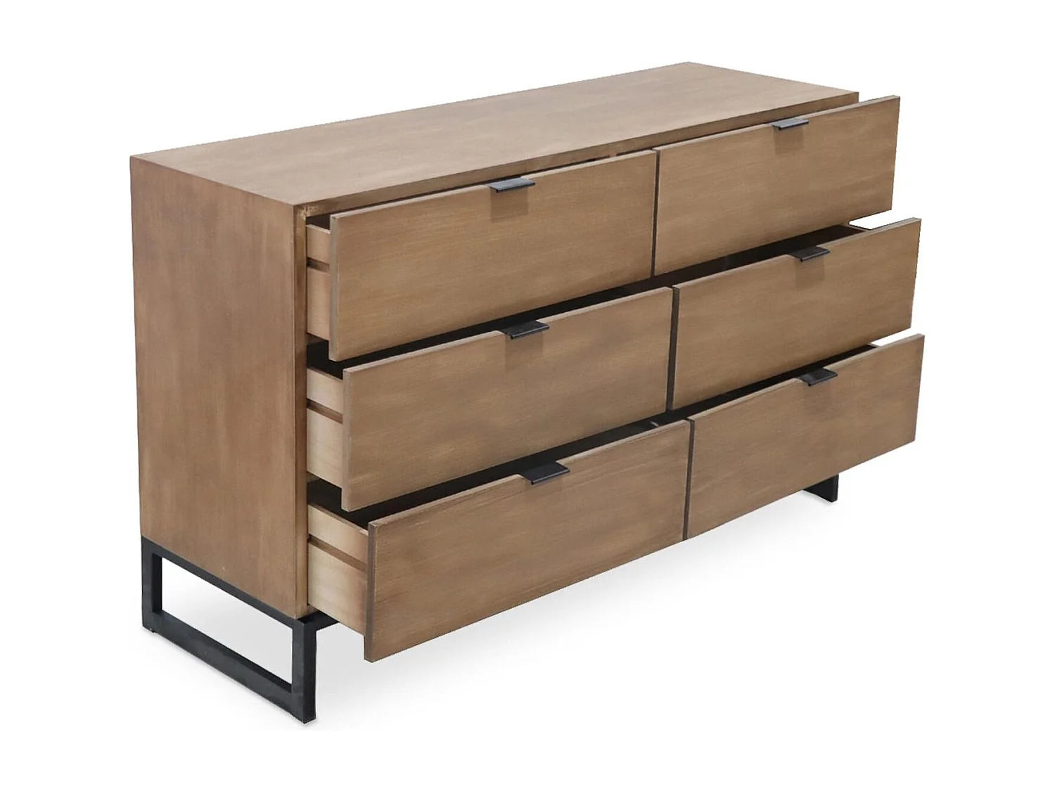 Commode 6 Tiroirs "Bolta" 120cm Chêne Clair