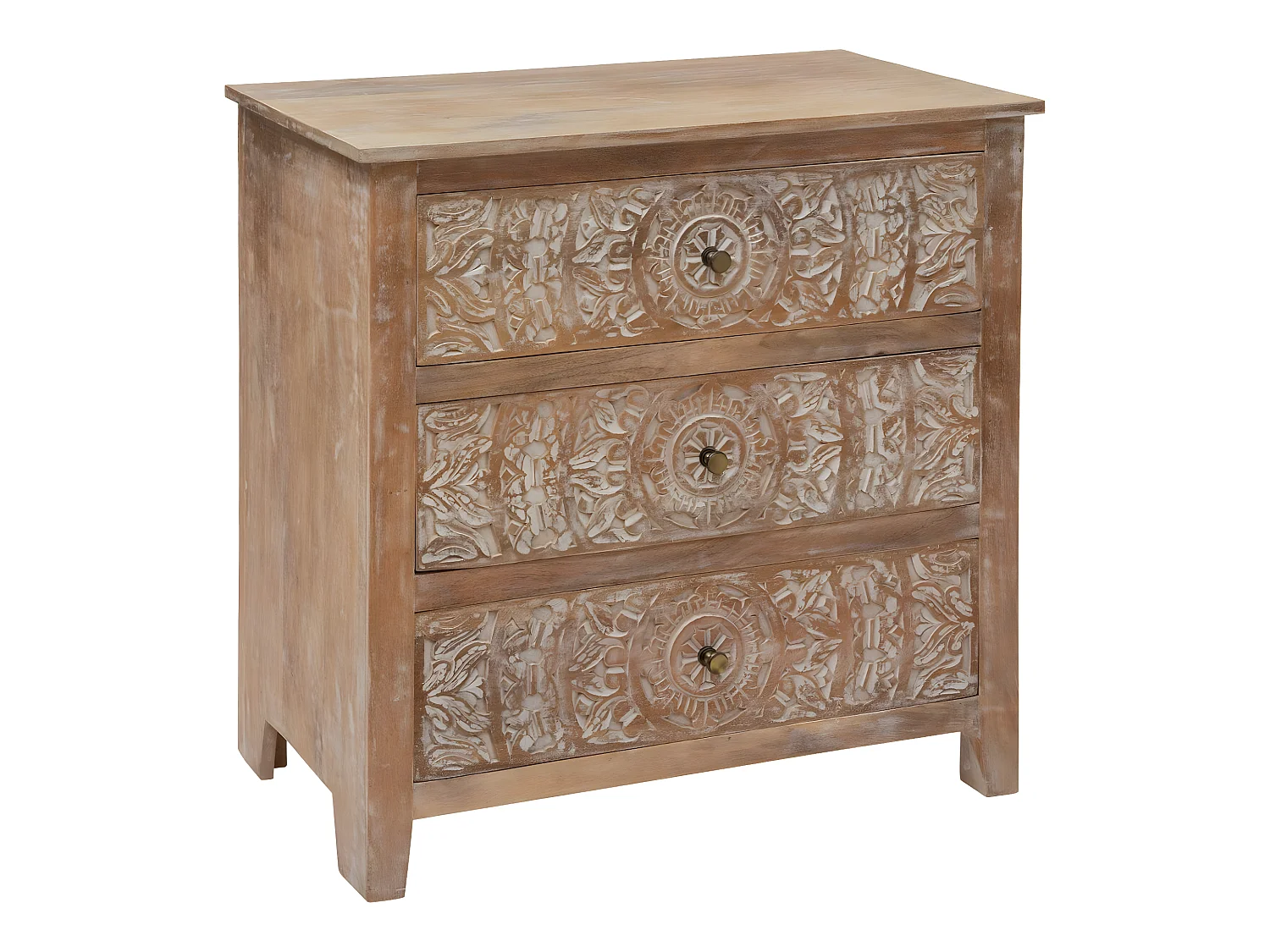 Commode 3 Tiroirs en Bois "Shirel" 80cm Naturel