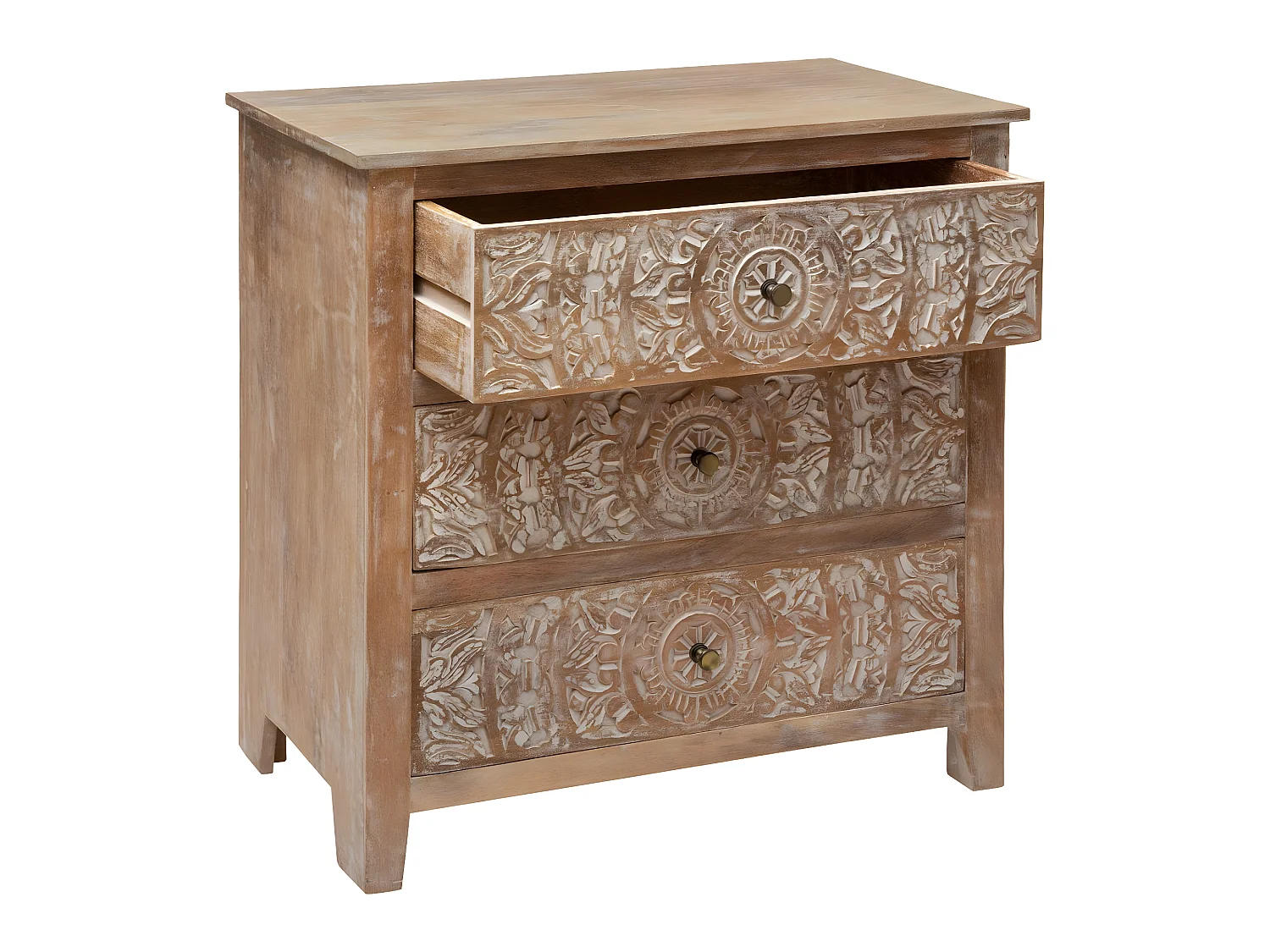 Commode 3 Tiroirs en Bois "Shirel" 80cm Naturel