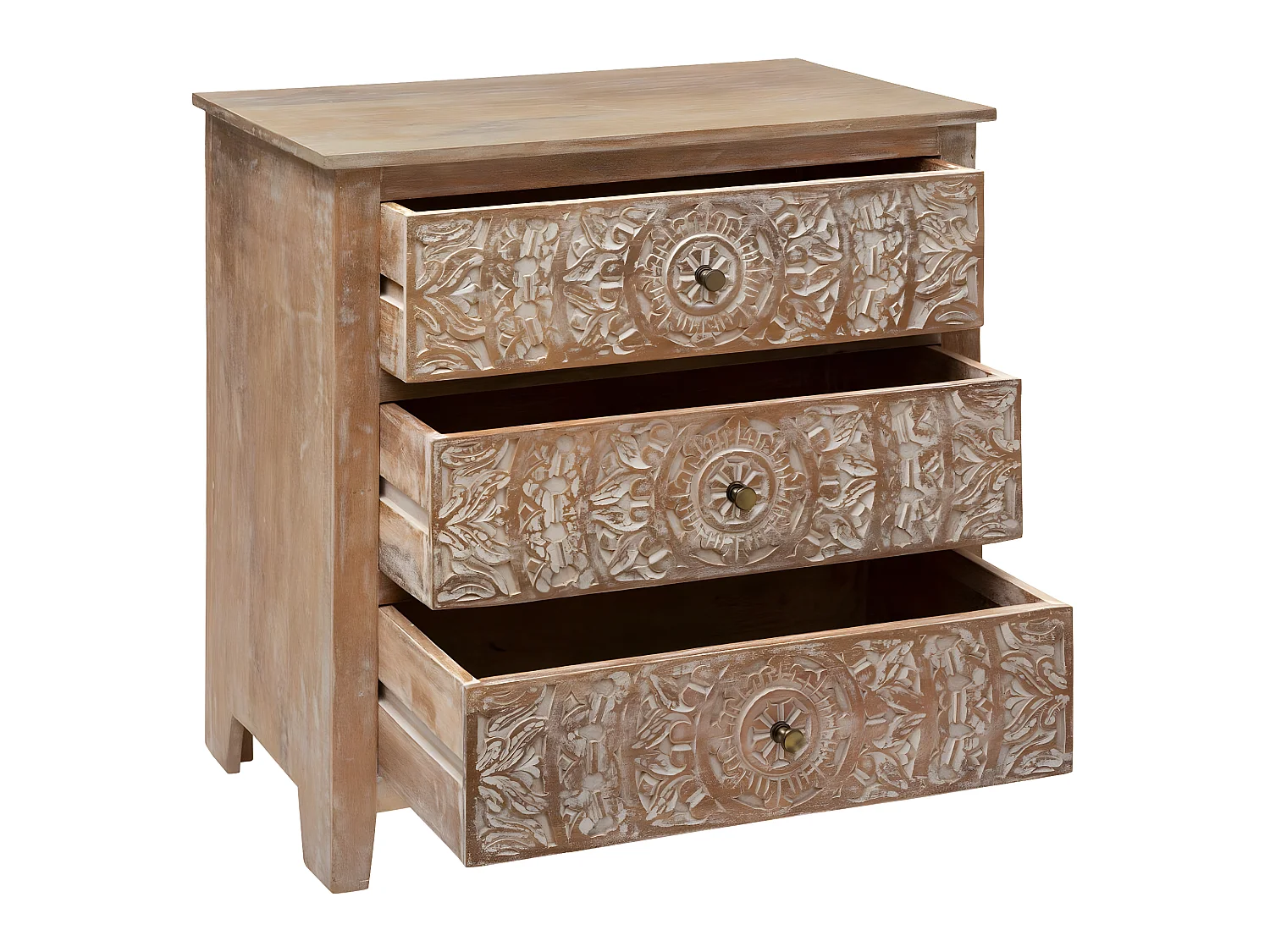 Commode 3 Tiroirs en Bois "Shirel" 80cm Naturel