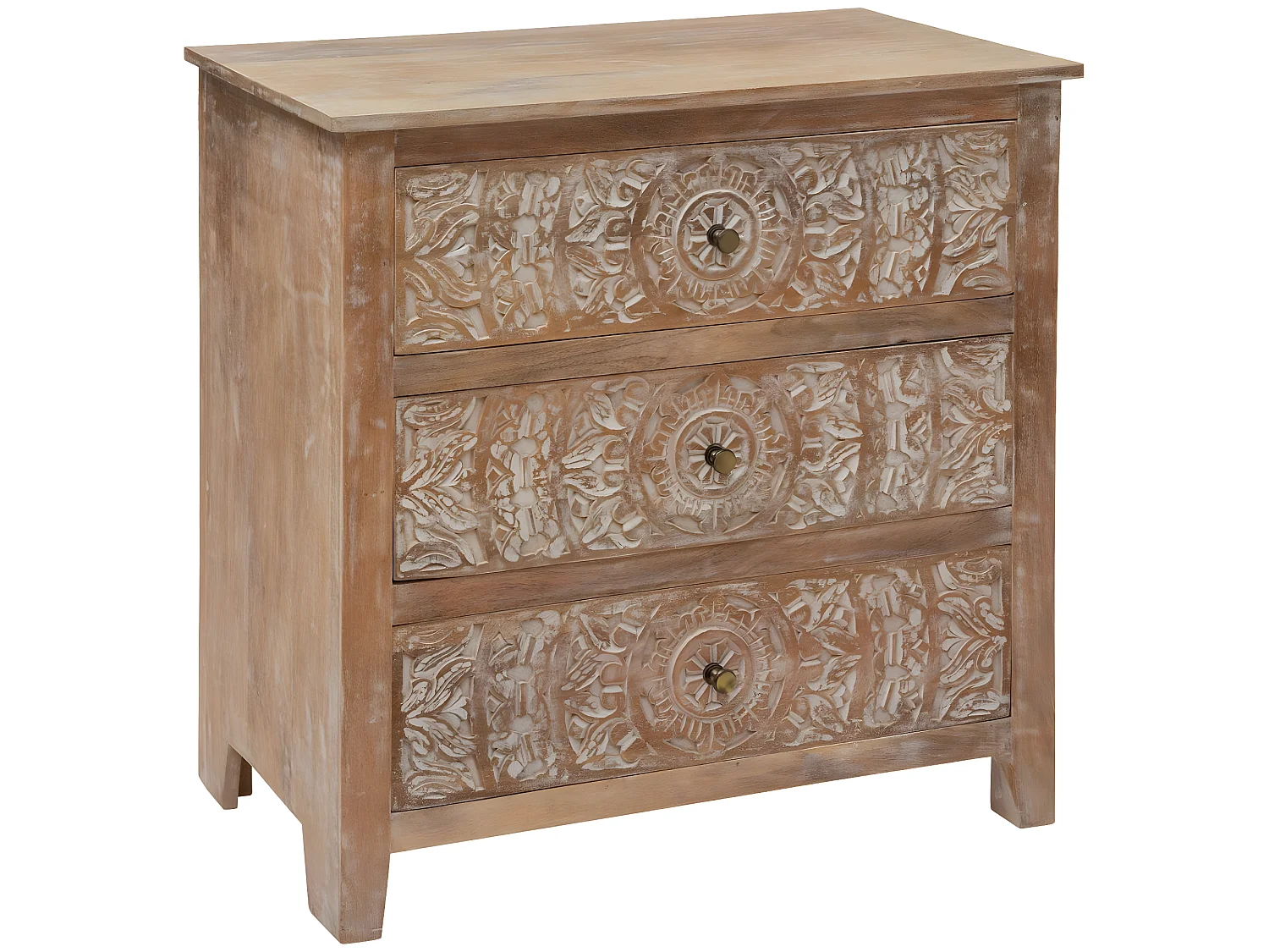 Commode 3 Tiroirs en Bois "Shirel" 80cm Naturel