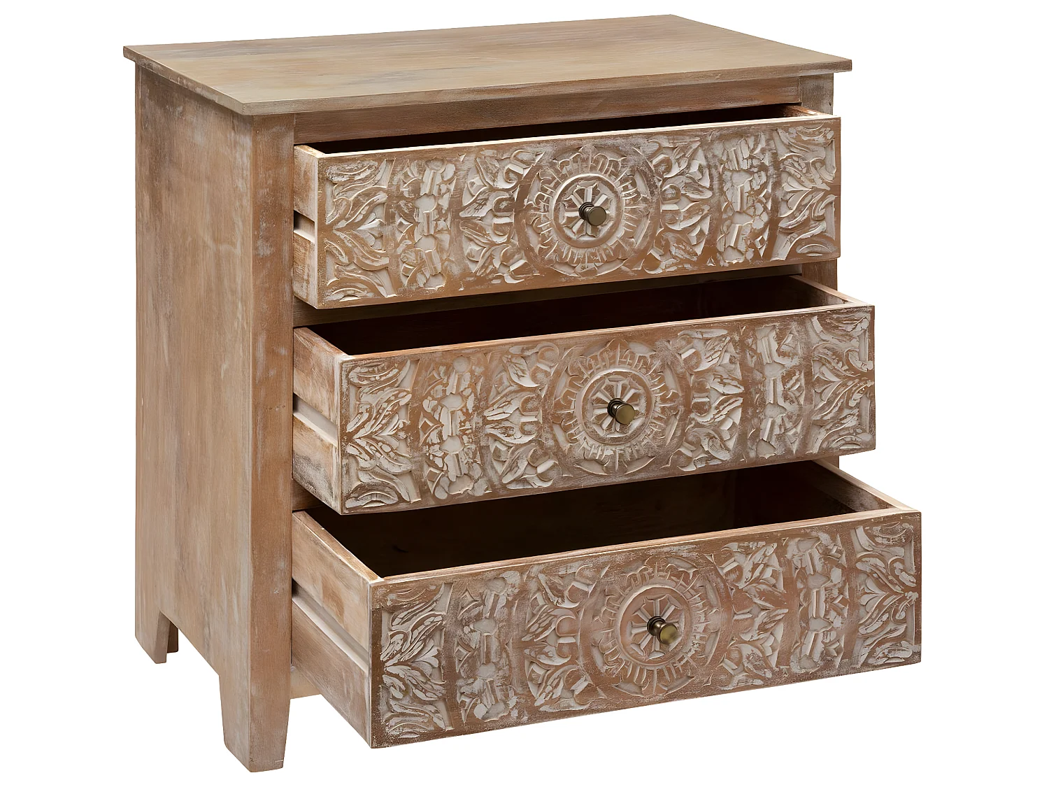 Commode 3 Tiroirs en Bois "Shirel" 80cm Naturel