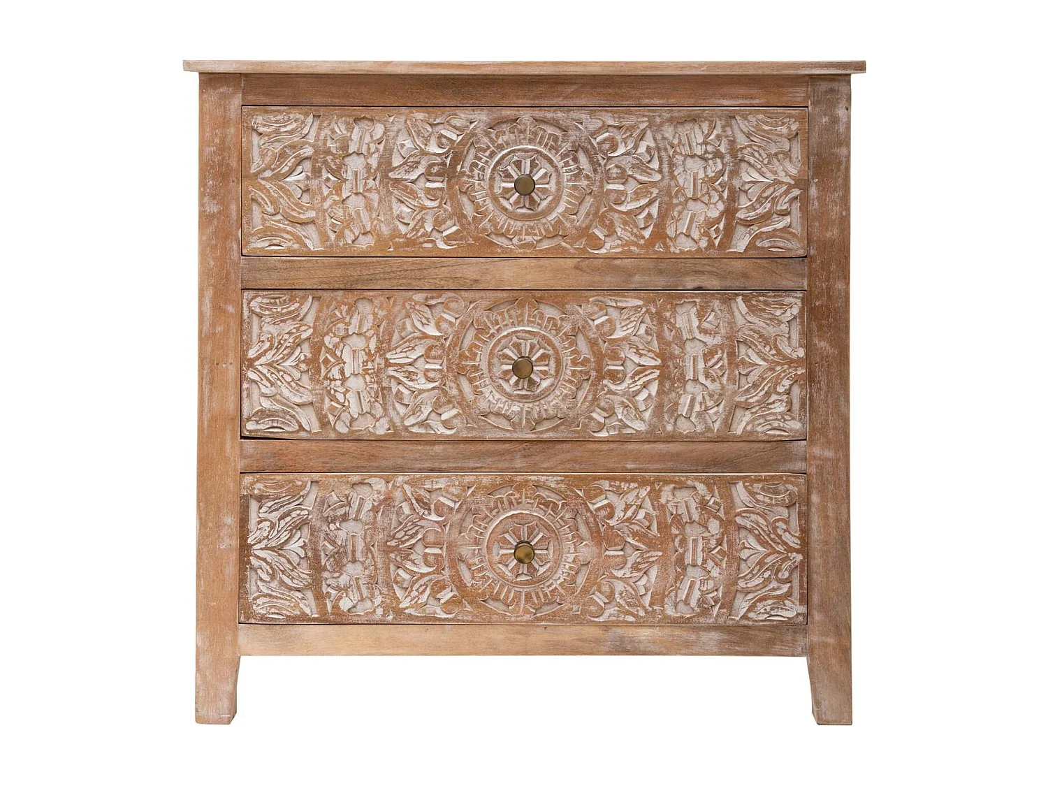 Commode 3 Tiroirs en Bois "Shirel" 80cm Naturel