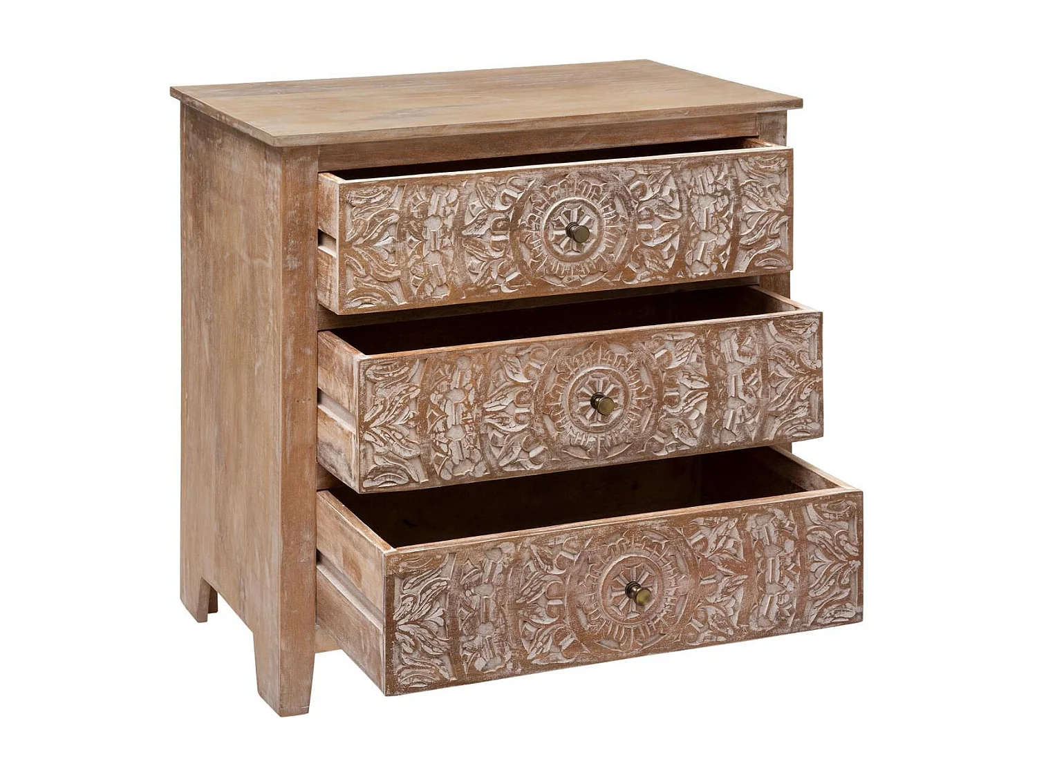 Commode 3 Tiroirs en Bois "Shirel" 80cm Naturel