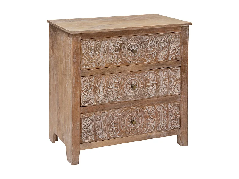 Commode 3 Tiroirs en Bois "Shirel" 80cm Naturel