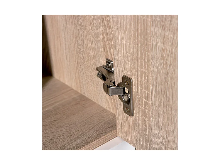 Commode 6 Portes "Victoria" 115cm Blanc & Naturel