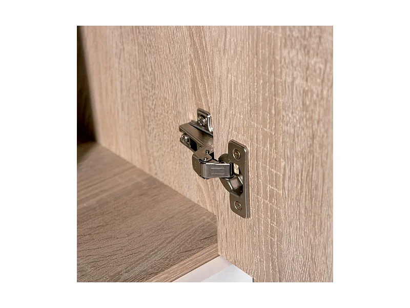 Commode 6 Portes "Victoria" 115cm Blanc & Naturel