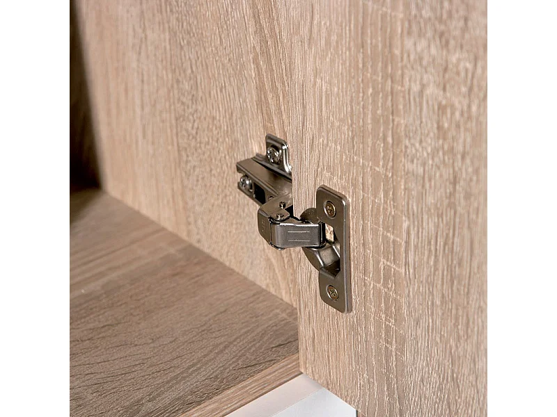 Commode 6 Portes "Victoria" 115cm Blanc & Naturel