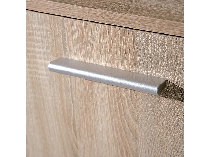 Commode 6 Portes "Victoria" 115cm Blanc & Naturel