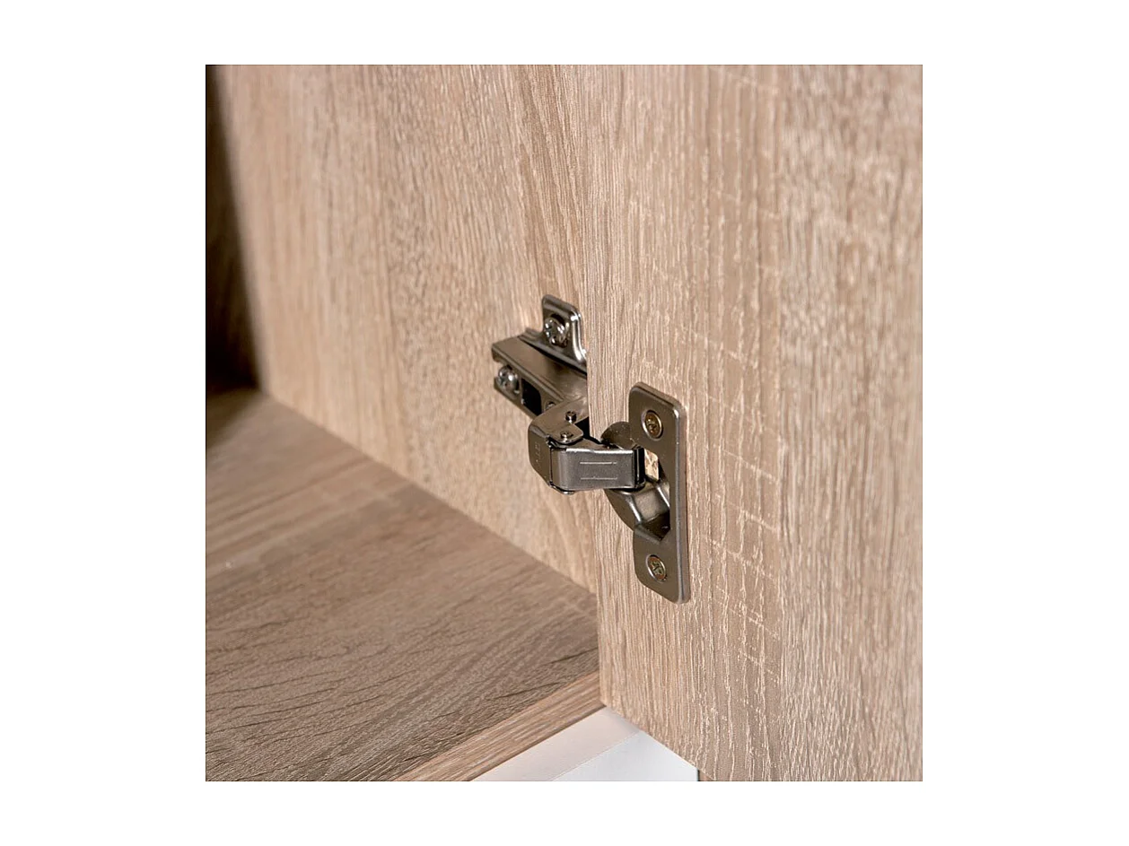 Commode 6 Portes "Victoria" 115cm Blanc & Naturel