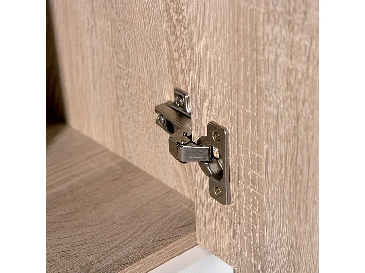 Commode 6 Portes "Victoria" 115cm Blanc & Naturel