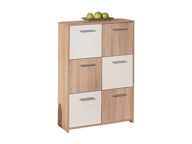 Elzia wit en licht eiken 6-deurs ladekast
