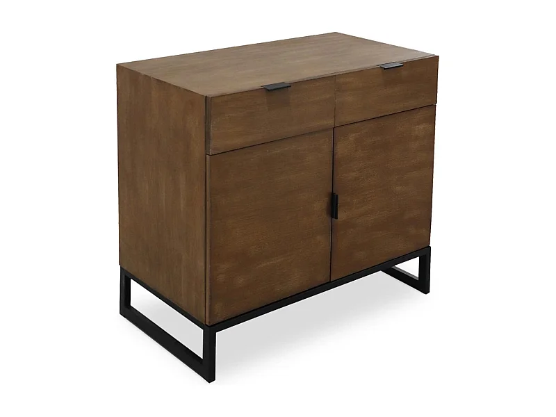 Commode 2 Tiroirs & 2 Portes "Bolta" 79cm Naturel