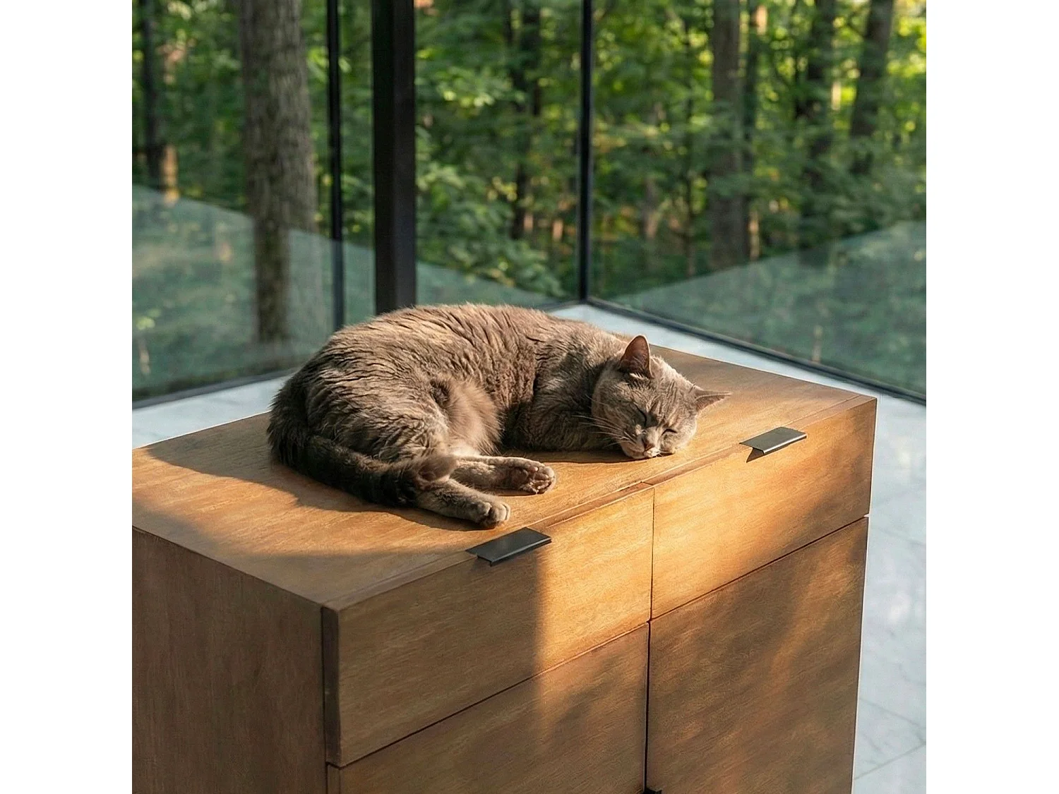 Commode 2 Tiroirs & 2 Portes "Bolta" 79cm Naturel