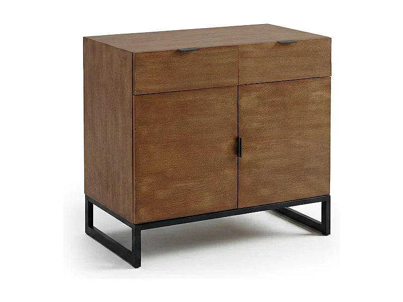 Commode 2 Tiroirs & 2 Portes "Bolta" 79cm Naturel