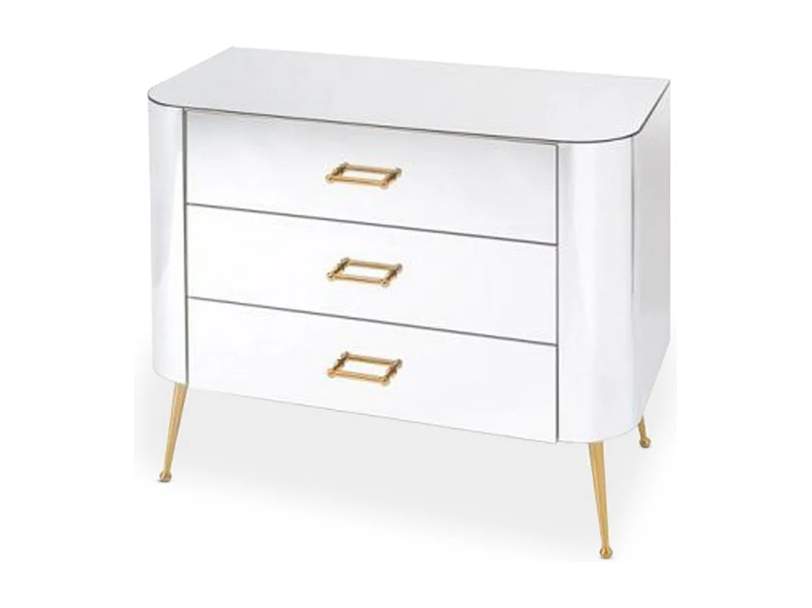 Commode 3 Tiroirs "Splendido" 99cm Transparent & Or