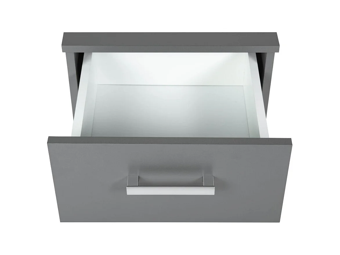 Table de Chevet 2 Tiroirs Design "Azio" 51cm Gris
