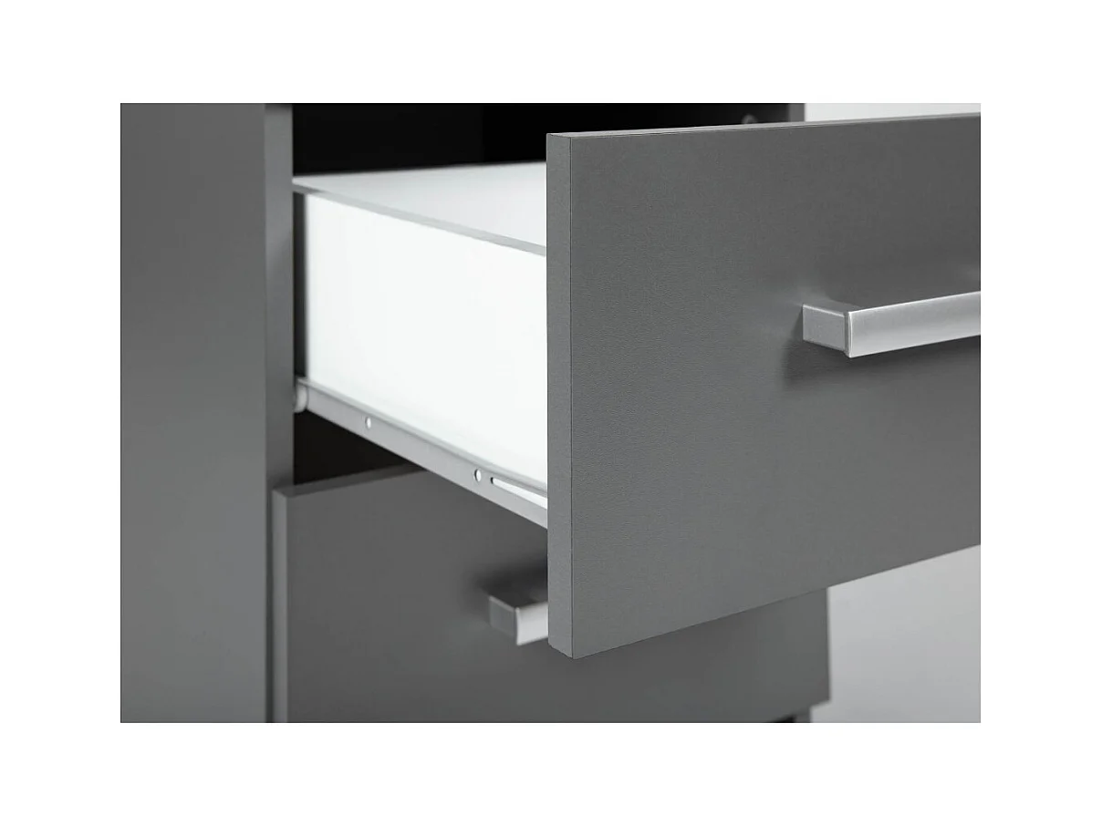 Table de Chevet 2 Tiroirs Design "Azio" 51cm Gris