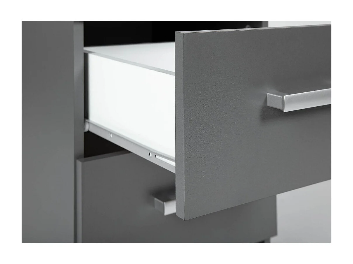 Table de Chevet 2 Tiroirs Design "Azio" 51cm Gris
