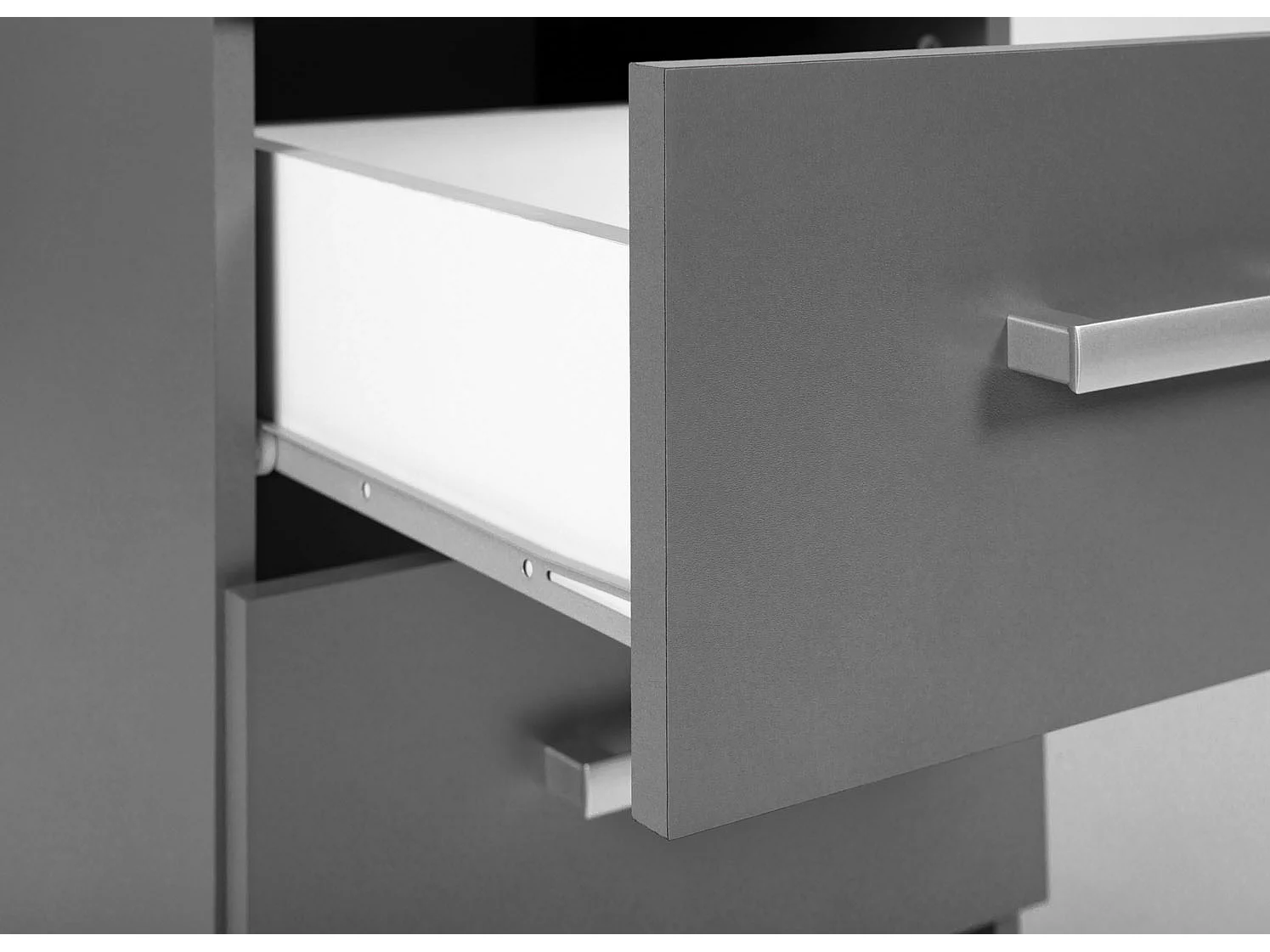 Table de Chevet 2 Tiroirs Design "Azio" 51cm Gris