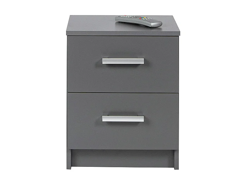 Table de Chevet 2 Tiroirs Design "Azio" 51cm Gris