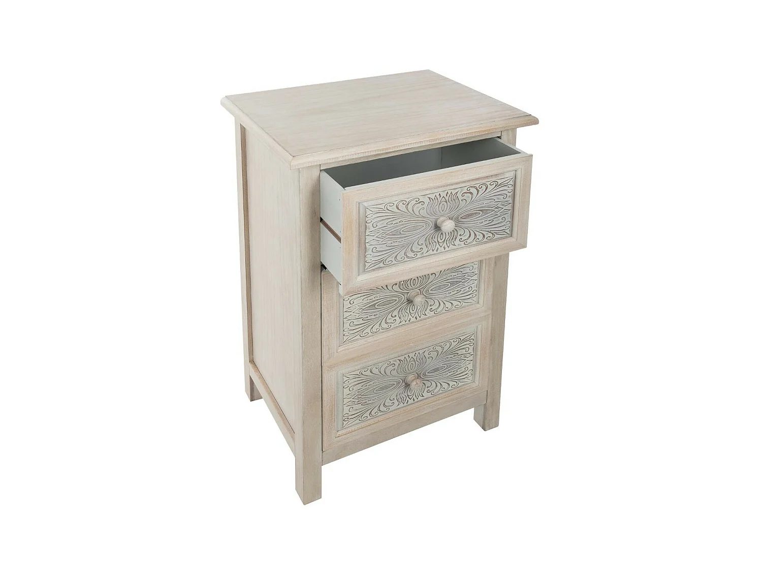 Commode Vintage 3 Tiroirs "Hina" 80cm Blanc