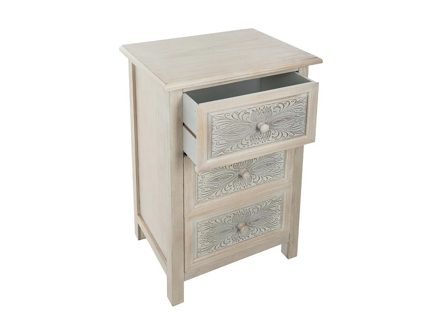 Commode Vintage 3 Tiroirs "Hina" 80cm Blanc