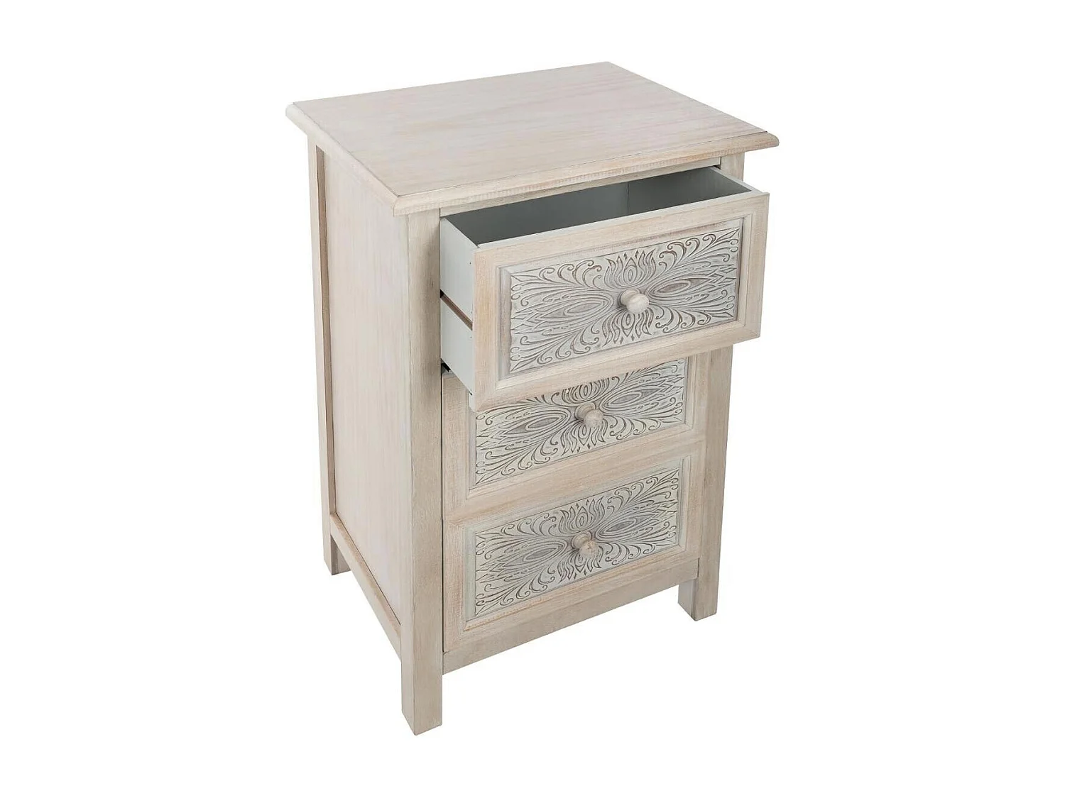 Commode Vintage 3 Tiroirs "Hina" 80cm Blanc