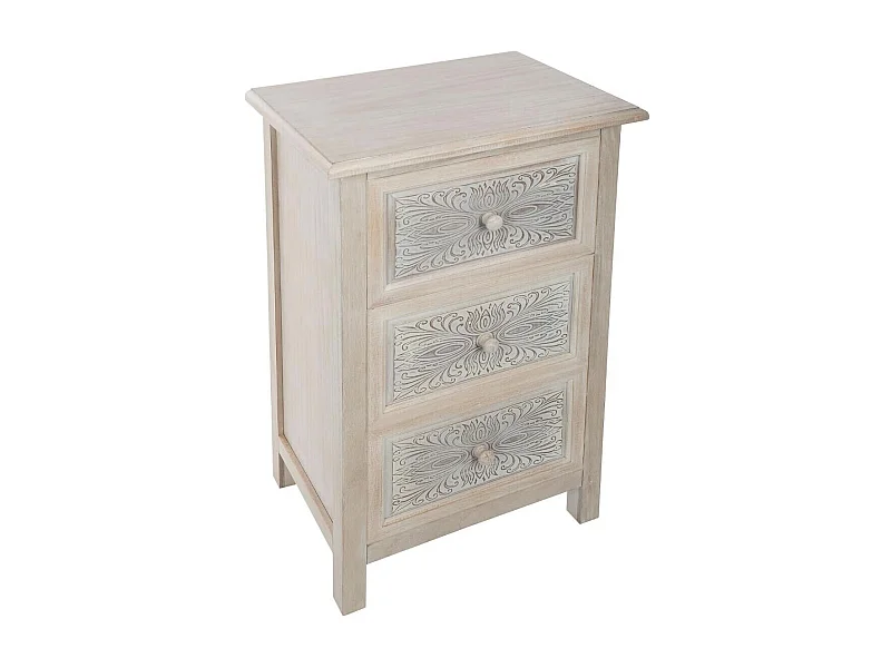 Commode Vintage 3 Tiroirs "Hina" 80cm Blanc