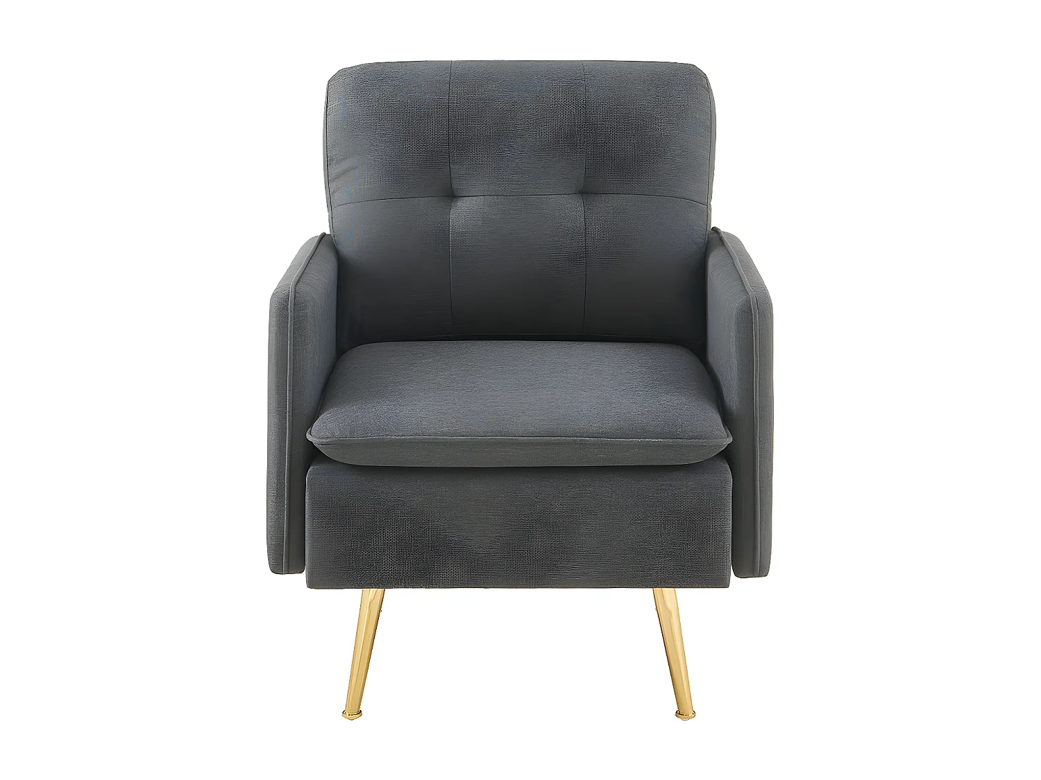 Fauteuil ADAM tissu anthracite avec piètement en métal doré