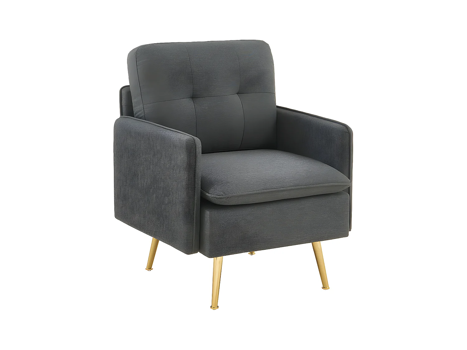 Fauteuil ADAM tissu anthracite avec piètement en métal doré