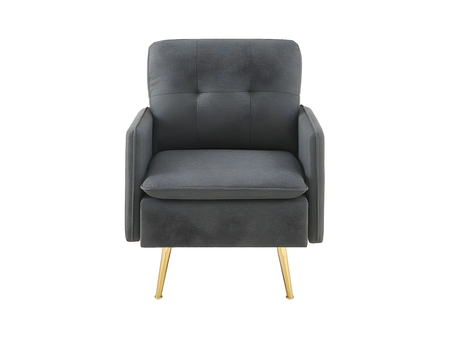 Fauteuil ADAM tissu anthracite avec piètement en métal doré