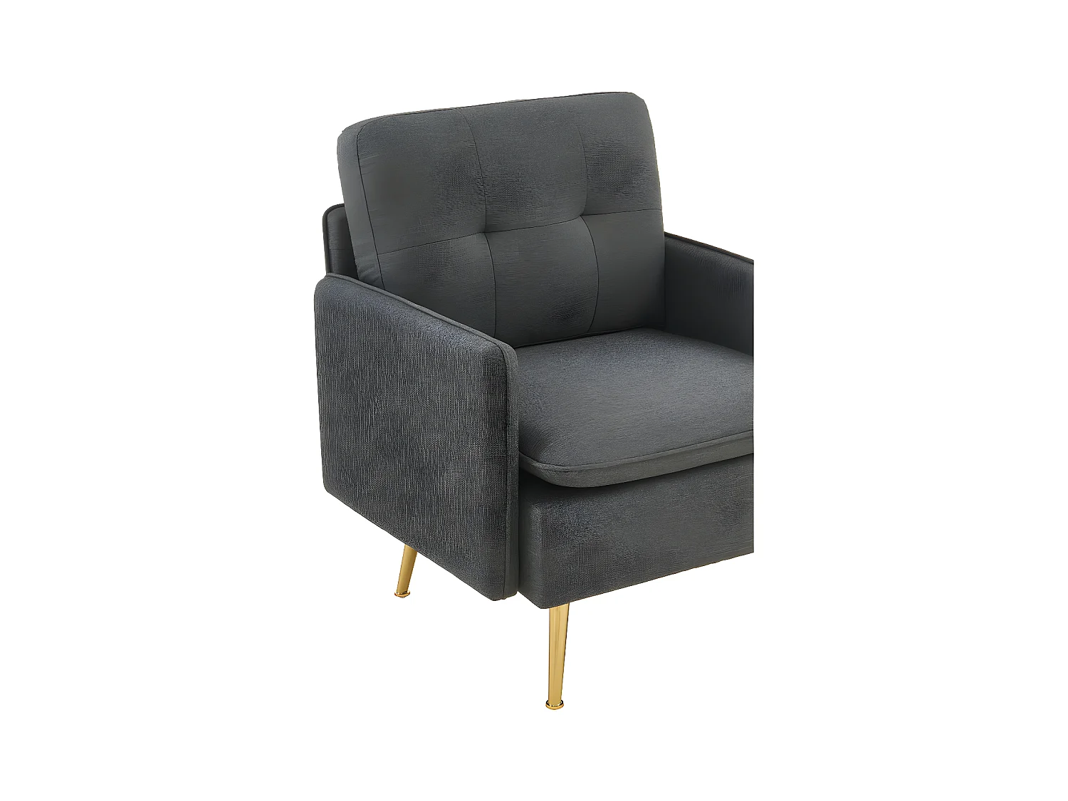 Fauteuil ADAM tissu anthracite avec piètement en métal doré