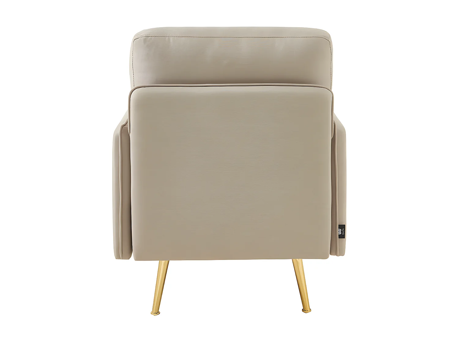 Fauteuil ADAM tissu grège avec piètement en métal doré