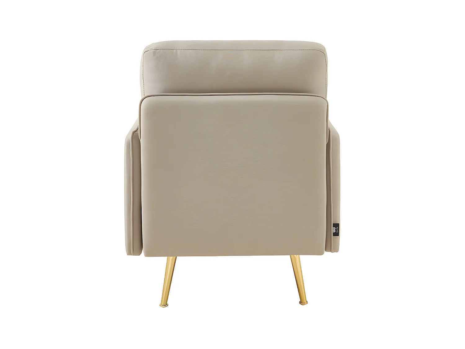 Fauteuil ADAM tissu grège avec piètement en métal doré