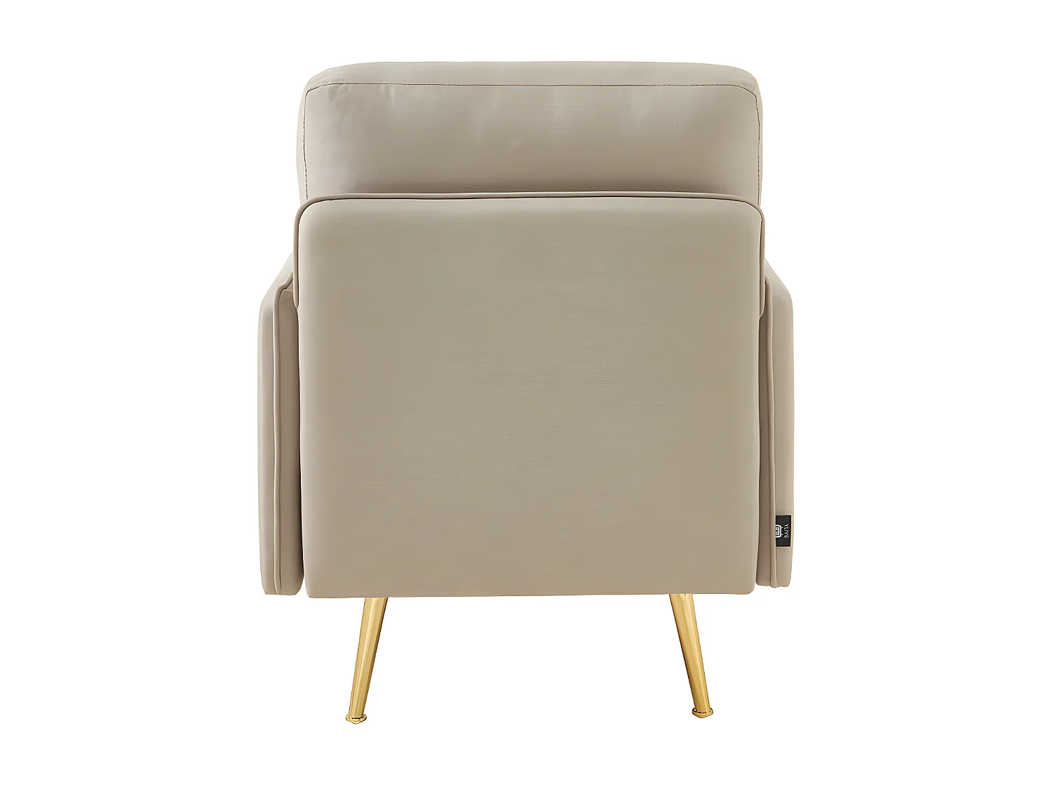 Fauteuil ADAM tissu grège avec piètement en métal doré