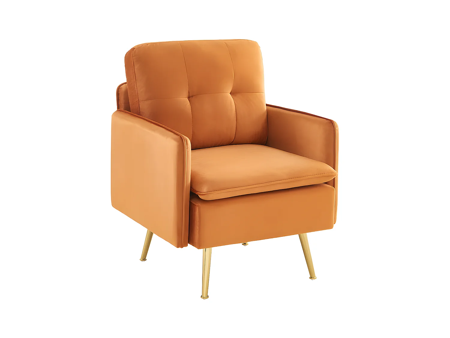 Fauteuil ADAM velours rouille avec piètement en métal doré