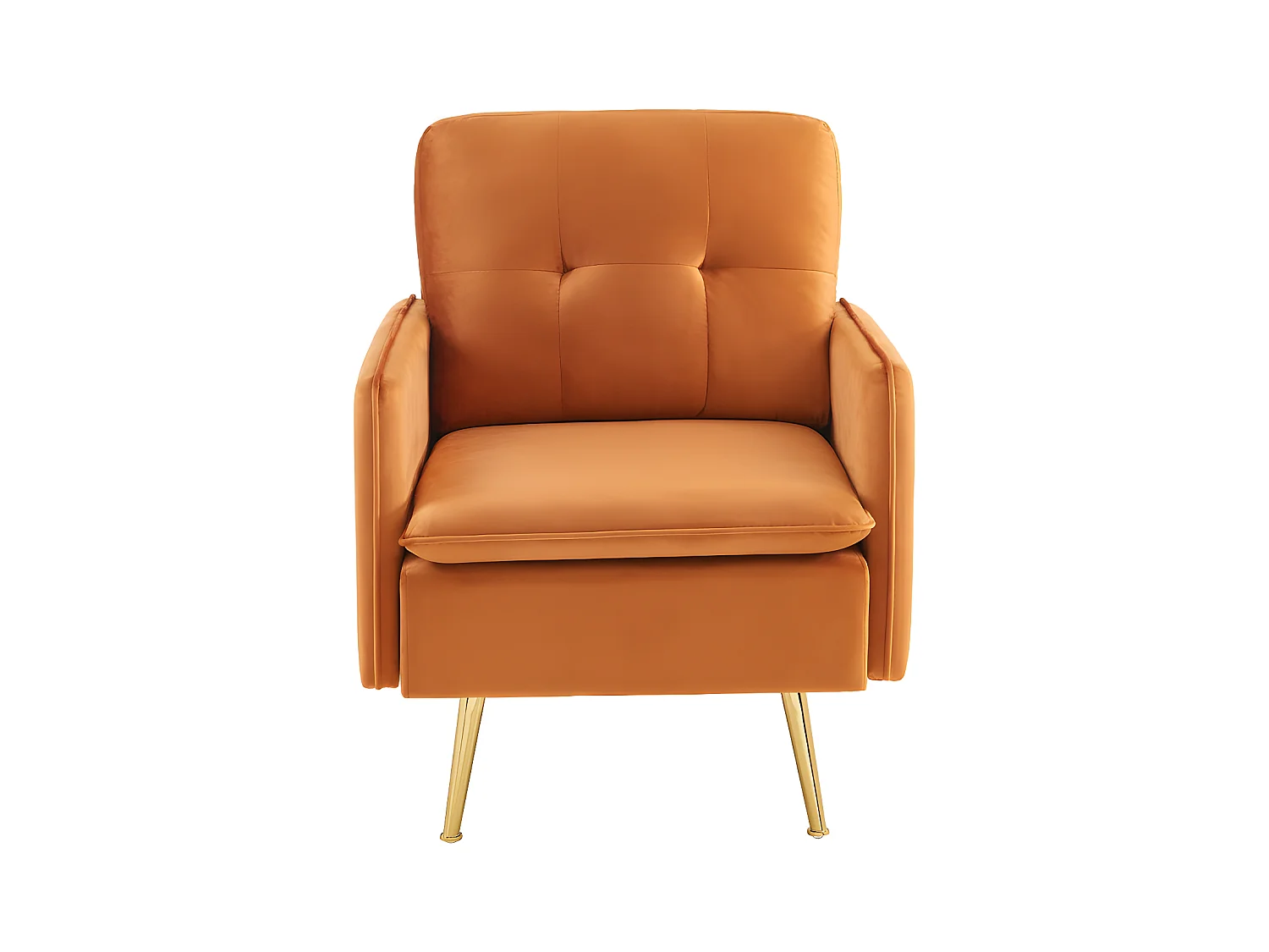 Fauteuil ADAM velours rouille avec piètement en métal doré