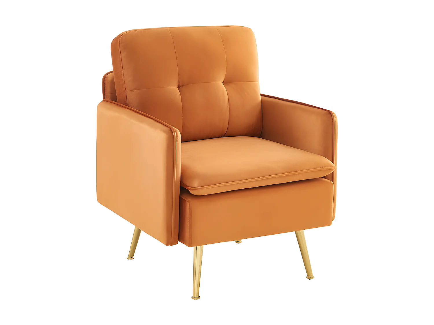 Fauteuil ADAM velours rouille avec piètement en métal doré