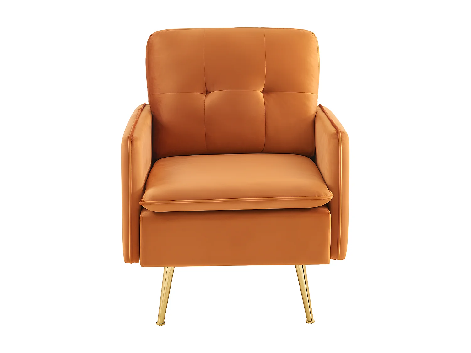 Fauteuil ADAM velours rouille avec piètement en métal doré