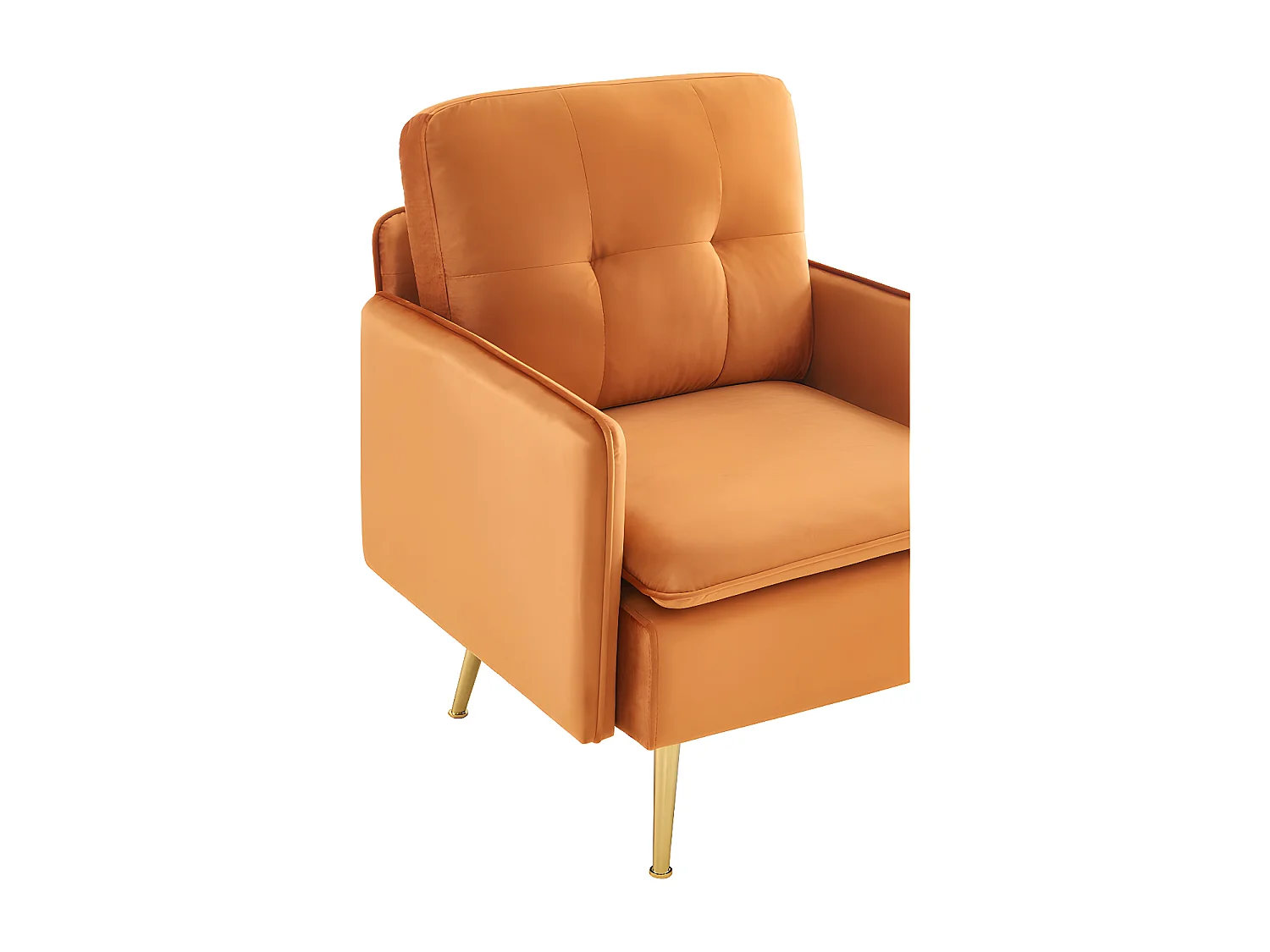Fauteuil ADAM velours rouille avec piètement en métal doré