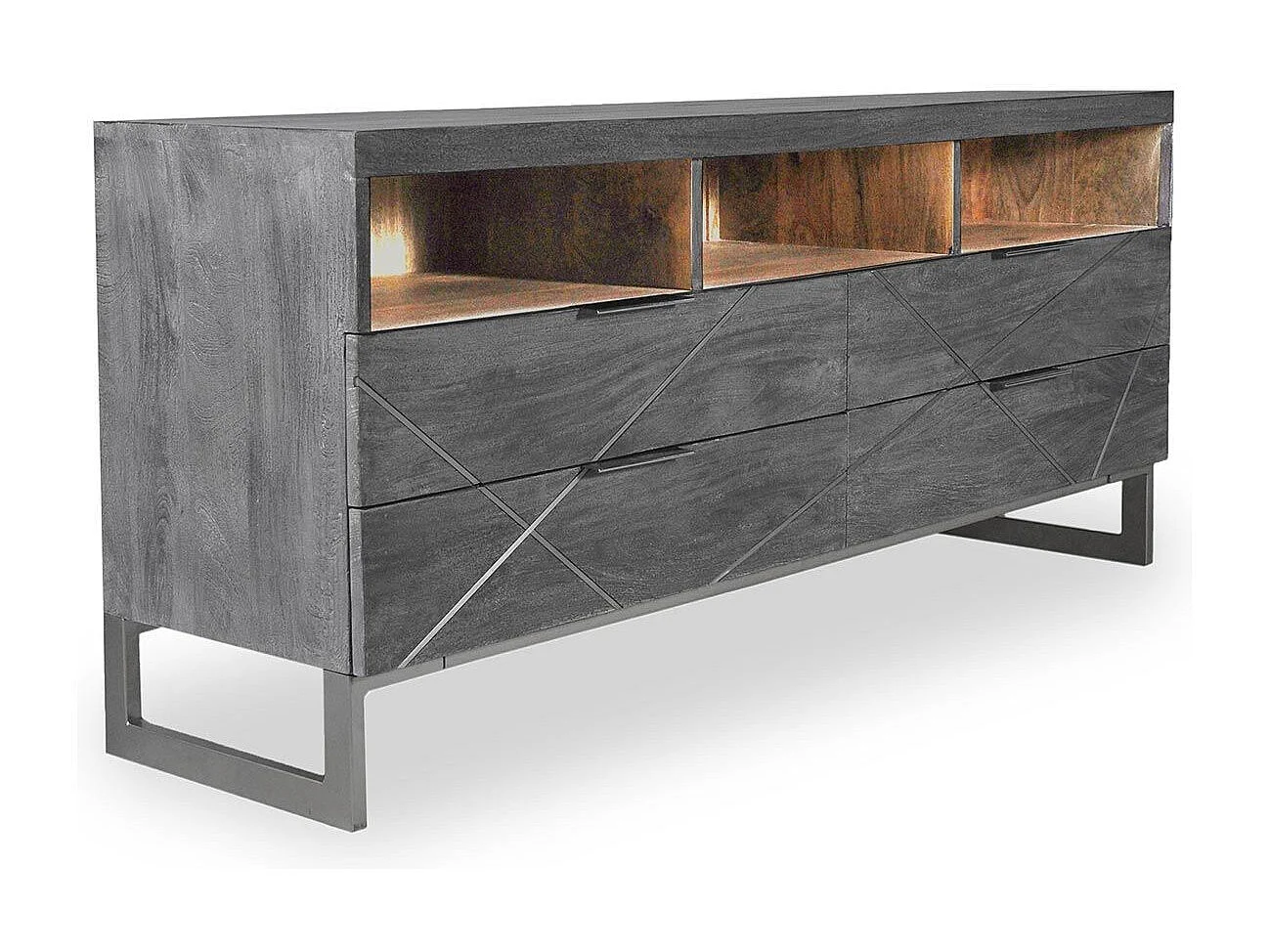 Meuble TV Design en Bois "Paso" 150cm Gris
